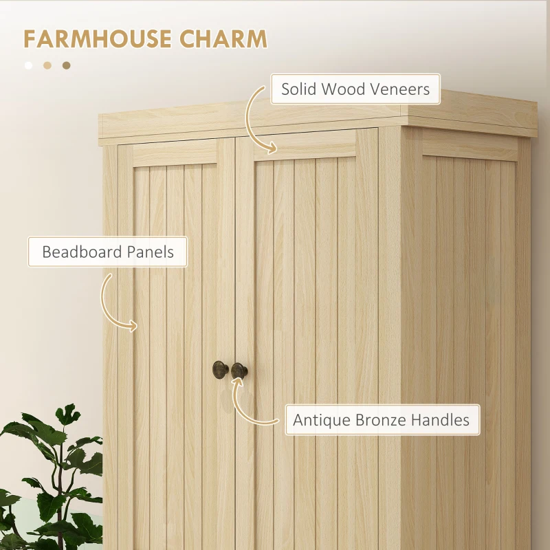 HOMCOM 72" Kitchen Cabinet, Kitchen Pantry Cabinet with 4 Doors, 2 Adjustable Shelves and Drawer, Nature Wood