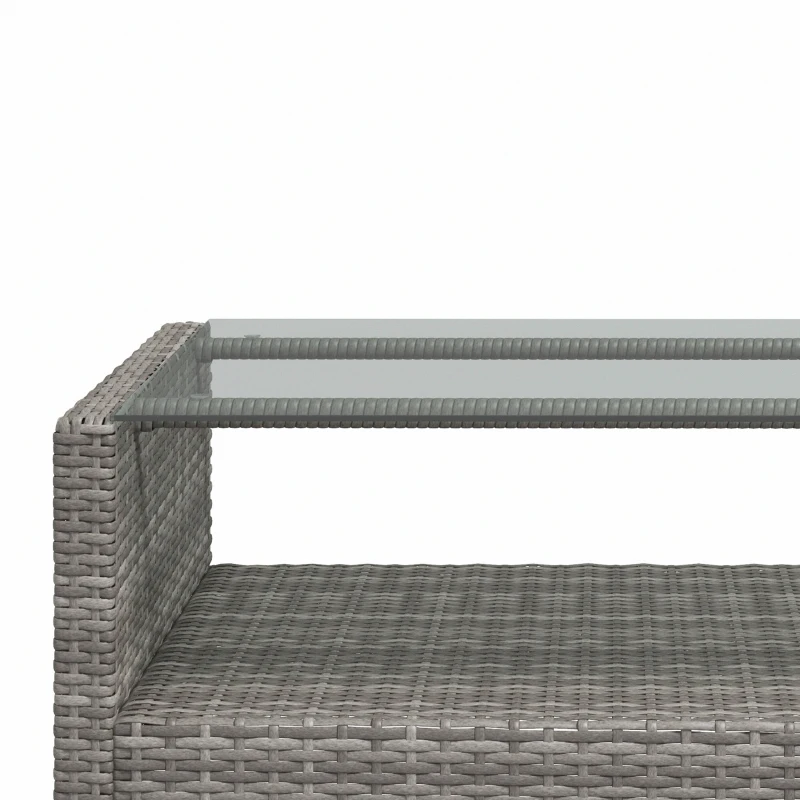 Outsunny 4 Piece Rattan Patio Furniture Set w/ Glass Table Top, Cushions for Backyard, Garden, Poolside, Deck, Charcoal Grey