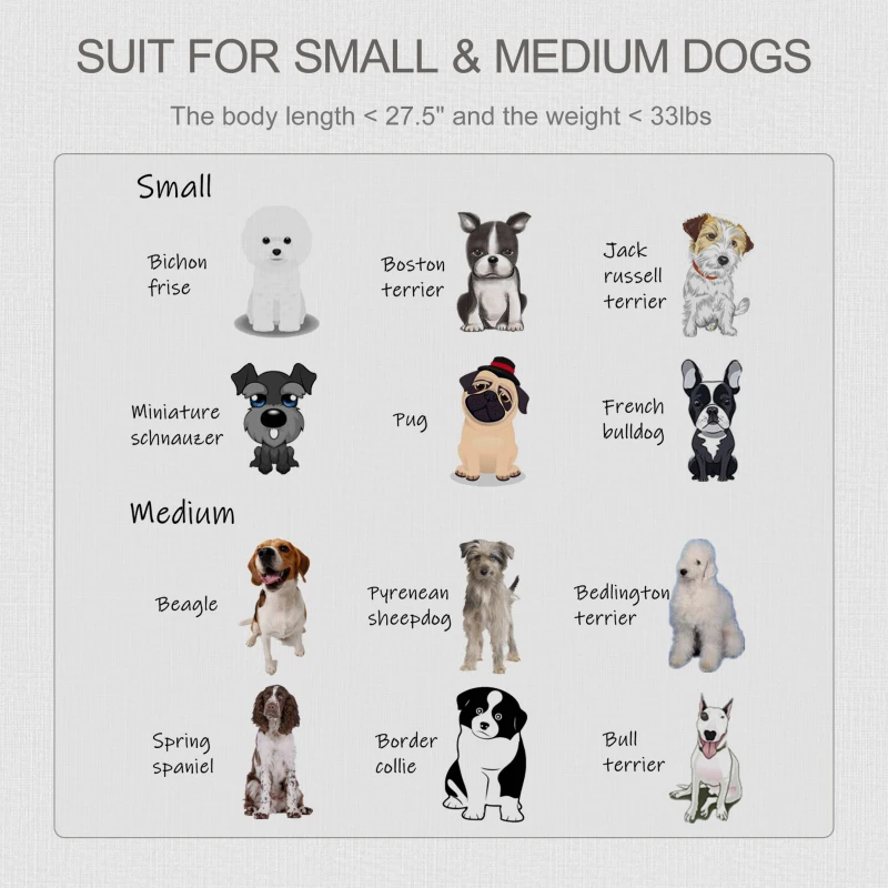 PawHut 34'' Wooden Dog Cage, Modern Wire Dog Crate, Pet Kennel with Door, Lock, Adjustable Foot Pads, for Small and Medium Dogs, Grey and White