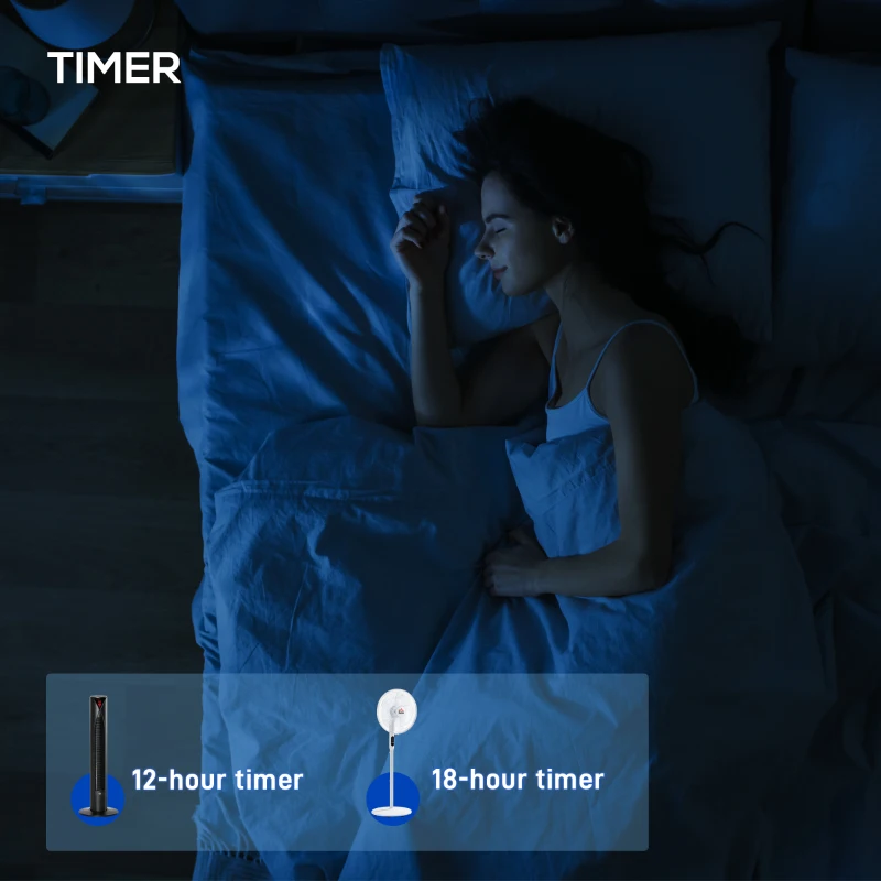 HOMCOM Tower Fan and 16" Pedestal Fan Set, with Remote Control, Height Adjustable, Tilted Head, Timer, Oscillating Standing Fan, Stand Floor Fans for Bedroom, White