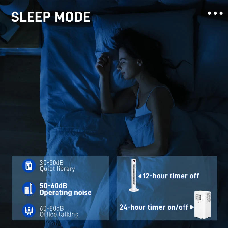 HOMCOM 8000 BTU Portable Air Conditioner and Tower Fan Set, 344 Sq. Ft., 3-in-1 Portable AC Unit and Floor Fan with Timer On/off, Remote, Window Kits, White