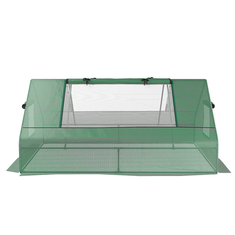 Outsunny Portable Mini Greenhouse 71" x 55" x 32" with Zippered Windows - Compact Garden Green House for Plants, Green