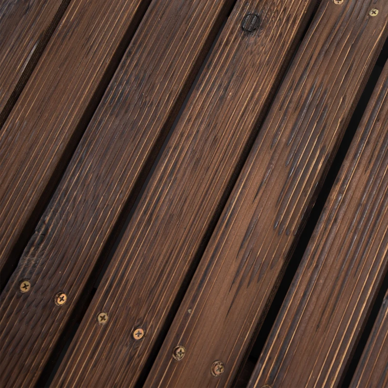 Outsunny 7' Garden Bridge with Pine Wood and Stained Finish for Backyard Ponds Creeks Streams Wood