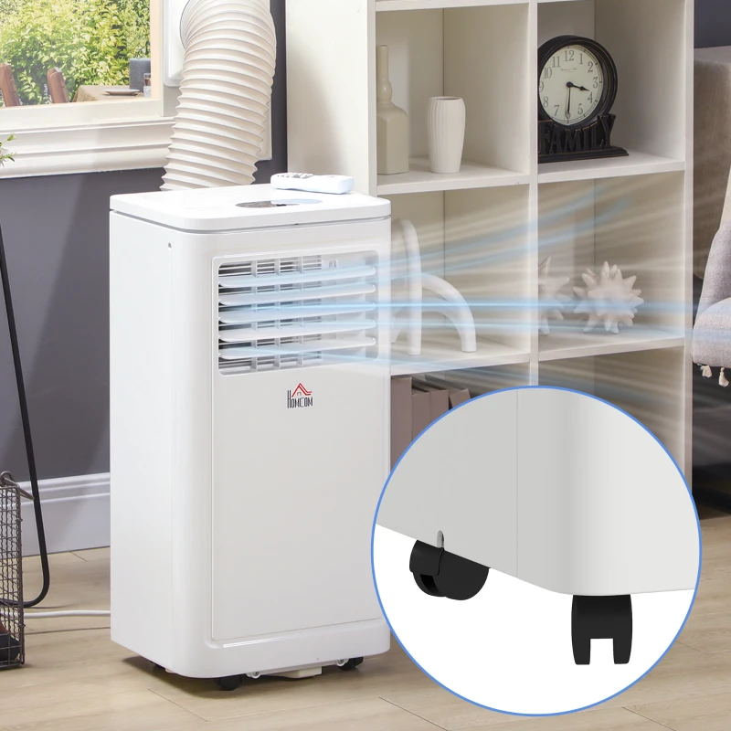 HOMCOM 8000 BTU Portable Air Conditioner and Tower Fan Set, 344 Sq. Ft., 3-in-1 Portable AC Unit and Floor Fan with Timer On/off, Remote, Window Kits, White
