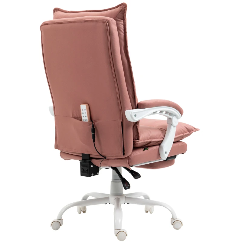 Vinsetto Executive Heated Massage Office Chair, 6-Point Vibrating, Reclining Desk Chair with Footrest, Microfiber, Armrest, Double Padding, Pink