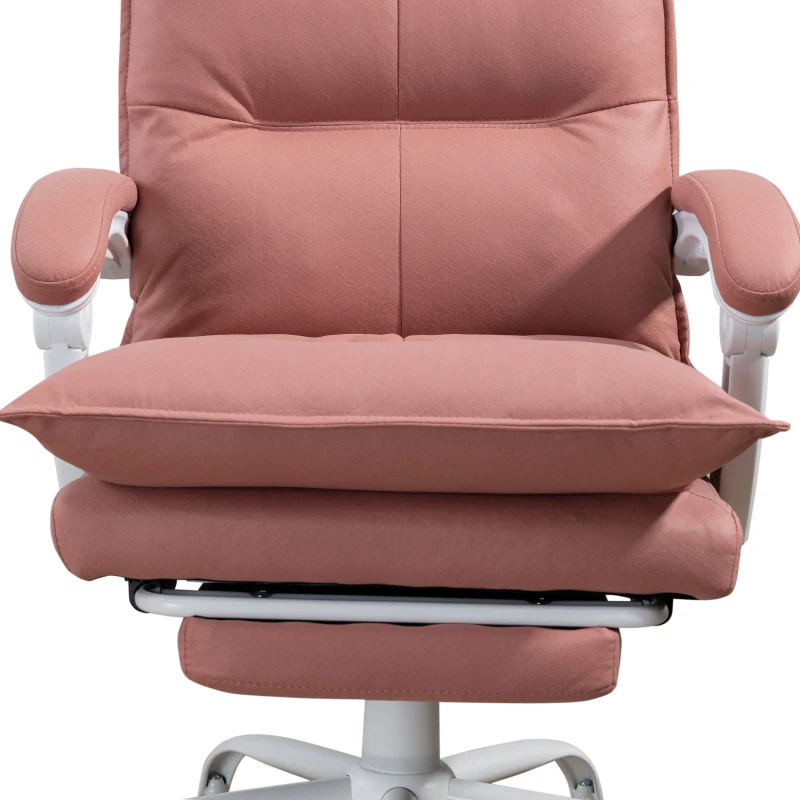 Vinsetto Executive Heated Massage Office Chair, 6-Point Vibrating, Reclining Desk Chair with Footrest, Microfiber, Armrest, Double Padding, Pink