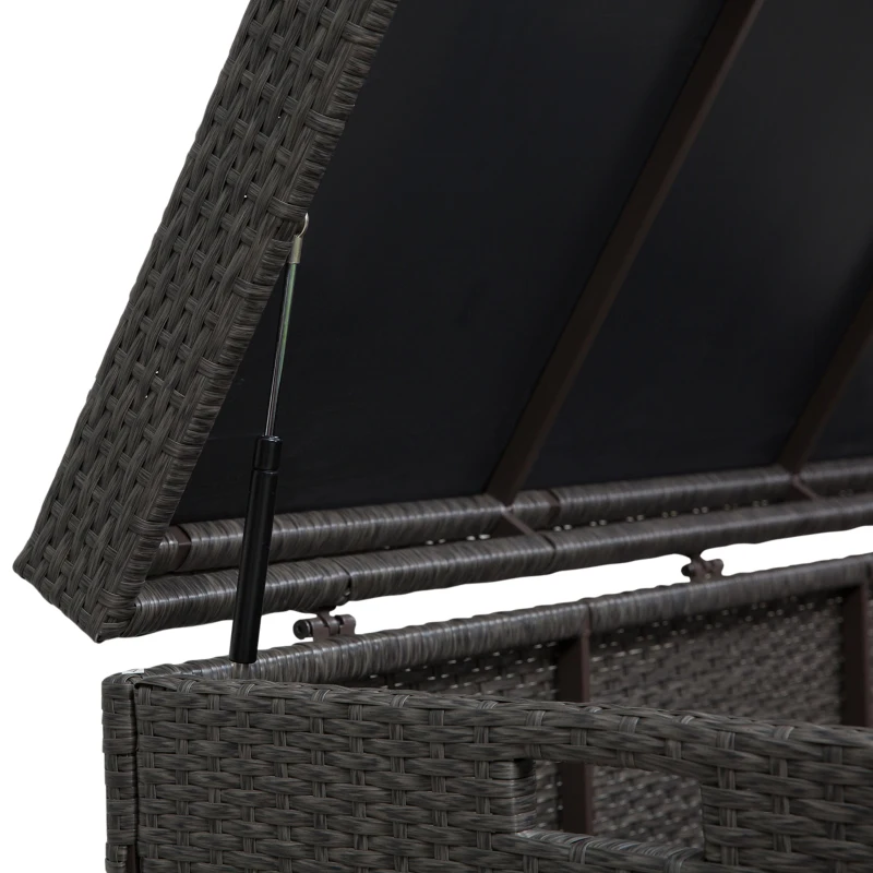 Outsunny Outdoor Storage Box with 118 Gallon Storage, Plastic Top Lid, Handles for Cushions, Pool Essentials, Garden Tools, Grey