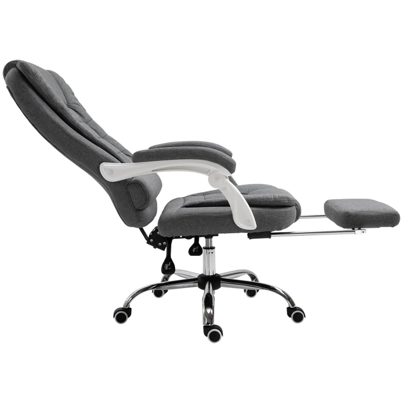 Vinsetto Home Office Chair Computer Chair with Retractable Footrest Adjustable Height Reclining Function Dark Gray