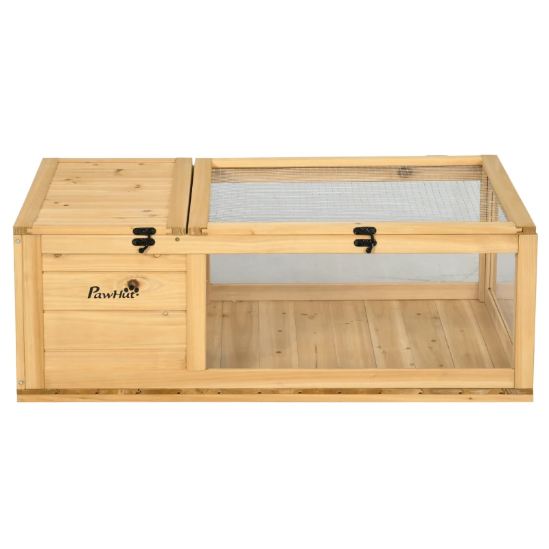 PawHut Wooden Tortoise House, Spacious Outdoor Turtle Habitat Enclosure, Secure Reptile Cage - Ideal for Garden & Patio Areas