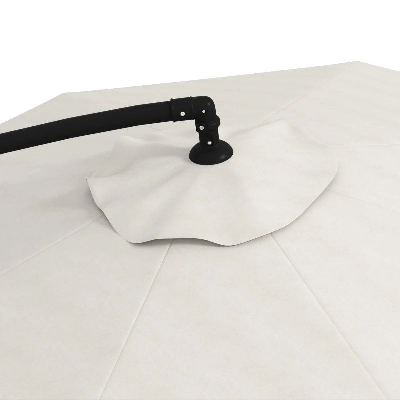 Outsunny 11 FT Cantilever Patio Umbrella Offset Parasol with Cross Base and 8 Ribs for Garden, Cream White