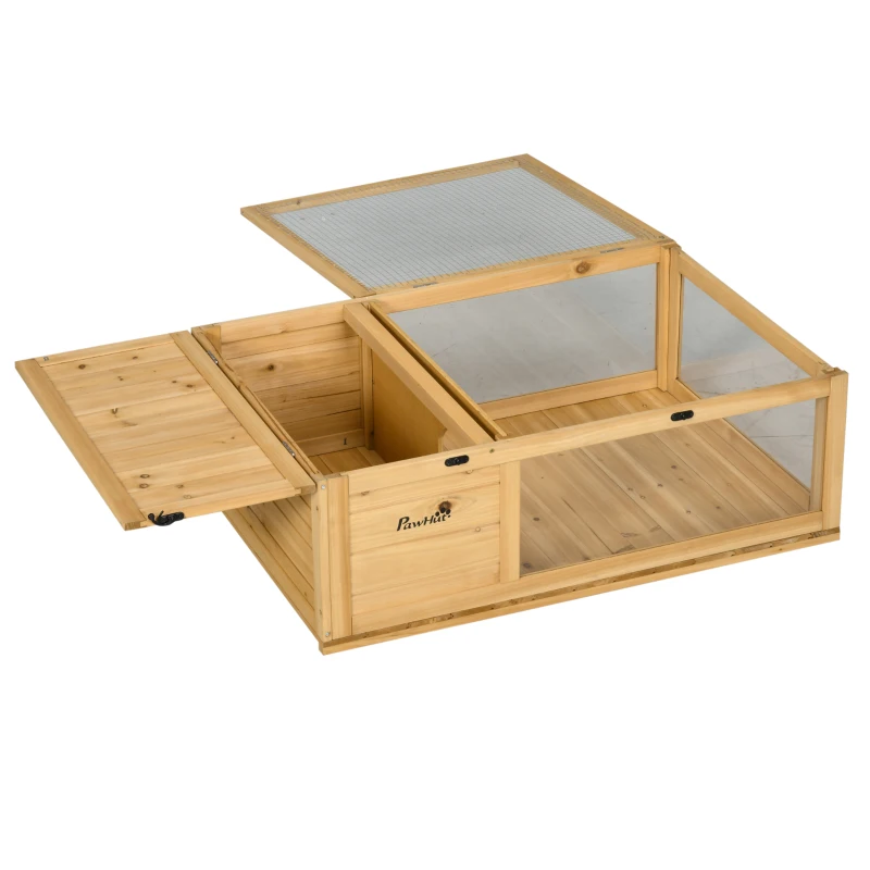 PawHut Wooden Tortoise House, Spacious Outdoor Turtle Habitat Enclosure, Secure Reptile Cage - Ideal for Garden & Patio Areas
