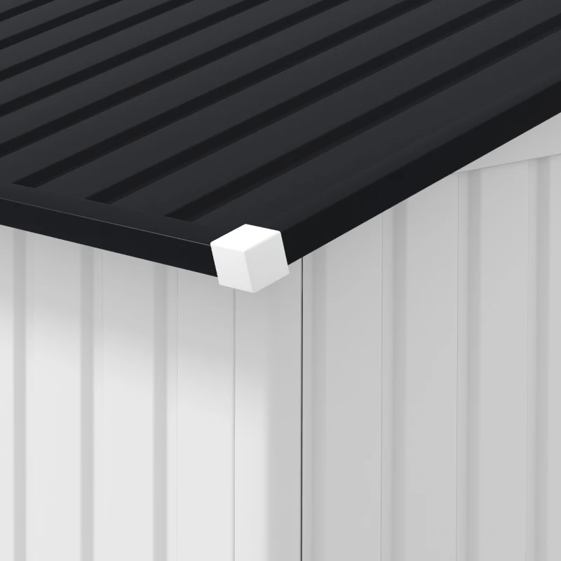 Outsunny Outdoor Utility Storage Shed, 13x11 ft, Steel Tool Organizer for Backyard, Garden, White