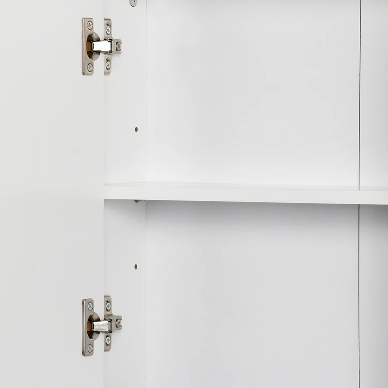 HOMCOM Wall Mounted Bathroom Medicine Cabinet Mirrored Cabinet with Hinged Door 2-Tier Storage Shelves White