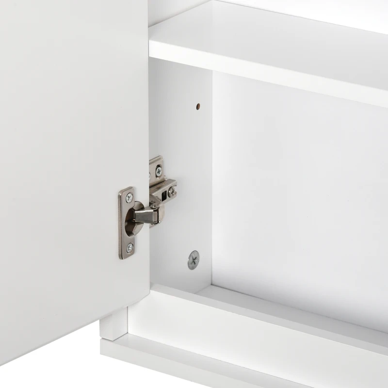 HOMCOM Wall Mounted Bathroom Medicine Cabinet Mirrored Cabinet with Hinged Door 2-Tier Storage Shelves White