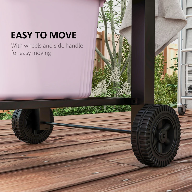 Outsunny BBQ Trolley Charcoal Grill Portable Stainless Steel Barbecue Tool Kits w/ Wheels Side Shelf for Camping Hiking Picnic