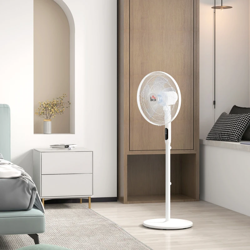 HOMCOM Tower Fan and 16" Pedestal Fan Set, with Remote Control, Height Adjustable, Tilted Head, Timer, Oscillating Standing Fan, Stand Floor Fans for Bedroom, White