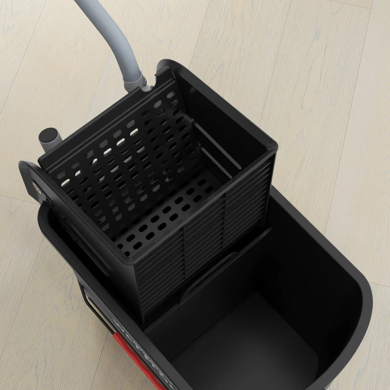 HOMCOM Compact Mop Bucket with Wringer, Mop Bucket on Wheels, 21 Quart, Separate Dirty and Clean Water, Black