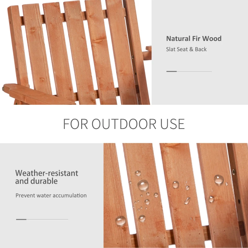 Outsunny Garden Bench for 2 Persons with Middle Table and Umbrella Hole, 2-Seater Outdoor Wooden Bench with Slat Design, Orange