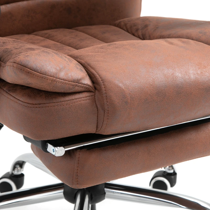 Vinsetto Office Chair 6-point Vibration Massage Chair Micro Fiber Recliner with Retractable Footrest Brown