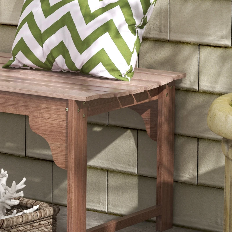 Outsunny 45" Wooden Garden Bench for Outdoors, Patio Double Park Bench with Slatted Seat, Front Porch Backless Bench for Garden, Backyard, Poolside, Balcony, Natural