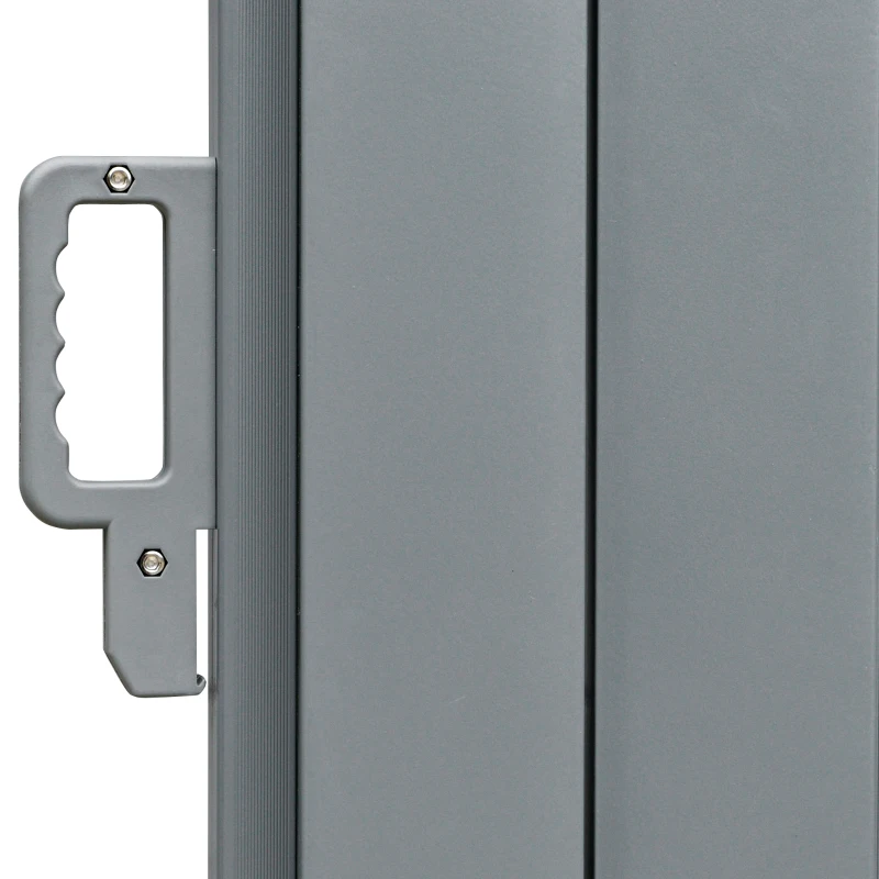 Outsunny Patio Retractable Double Side Awning, Folding Privacy French Screen Fence, Privacy Wall Corner Divider, Garden Outdoor Sun Shade Wind Screen, Indoor Room Divider, Grey