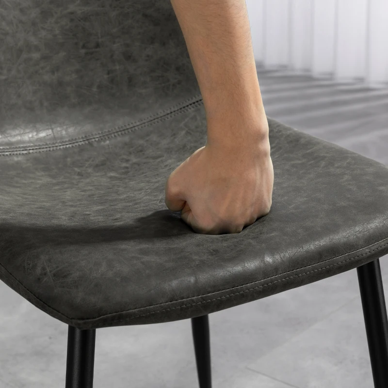 HOMCOM Retro Dining Table Chairs Set of 4, PU Leather Upholstered Kitchen Table Chairs for Living Room, Bedroom