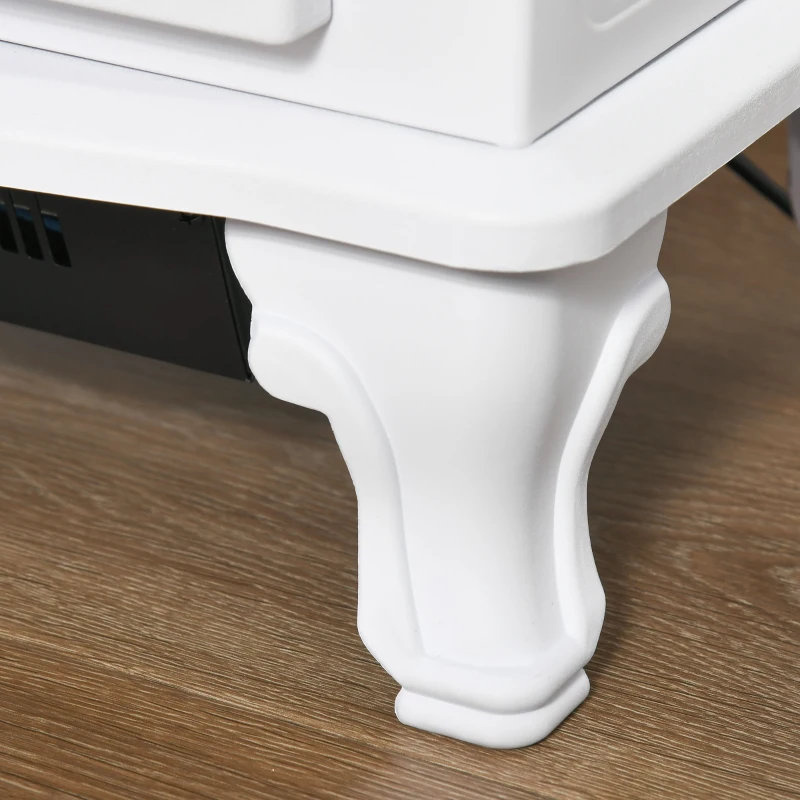 HOMCOM Freestanding Electric Fireplace Heater, Fireplace Stove with Realistic Flame Effect and Adjustable Temperature, Overheat Safety Protection, 750W/1500W, White