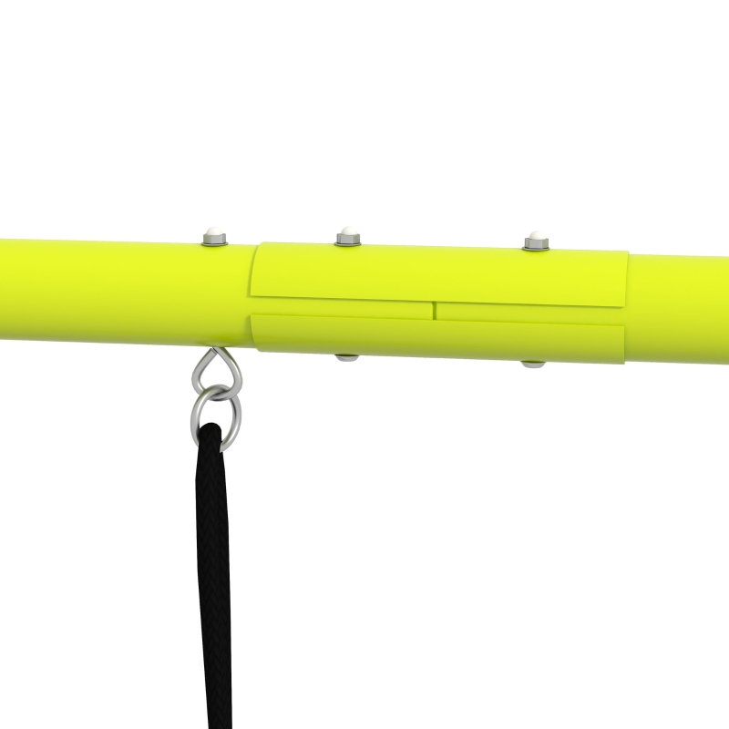 Outsunny 4 in 1 Metal Swing Set with Double Swings, Climber, Climbing Net for Kids, Toddlers, Backyard, Outdoor, Playground