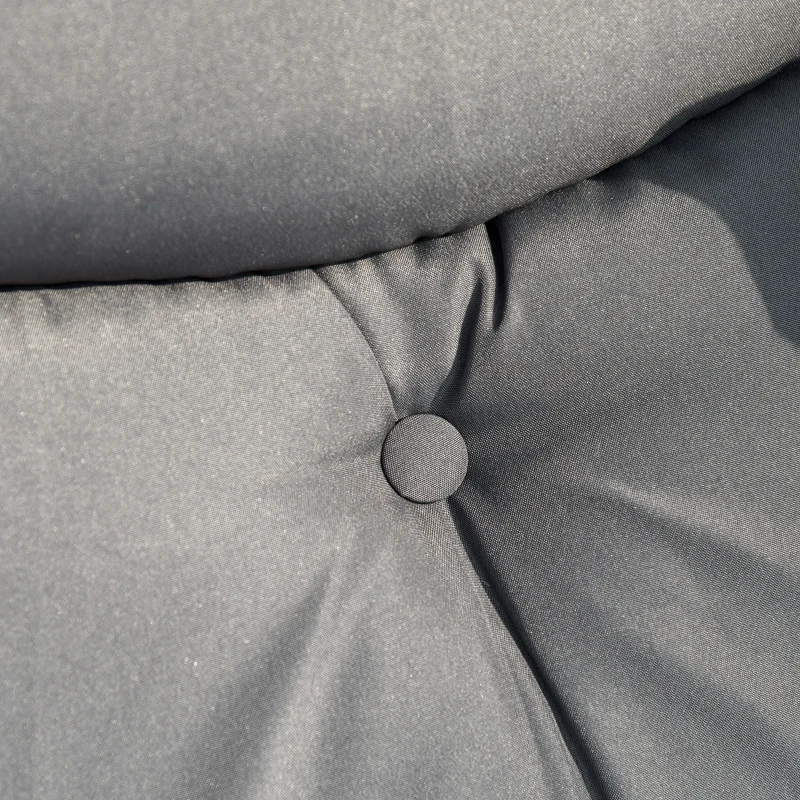 Outsunny 3 Seat Outdoor Swing Chair Steel Swing Bench Porch Swing With Adjustable Canopy, Coffee Tables and Cushion for Patio Garden, Dark Grey