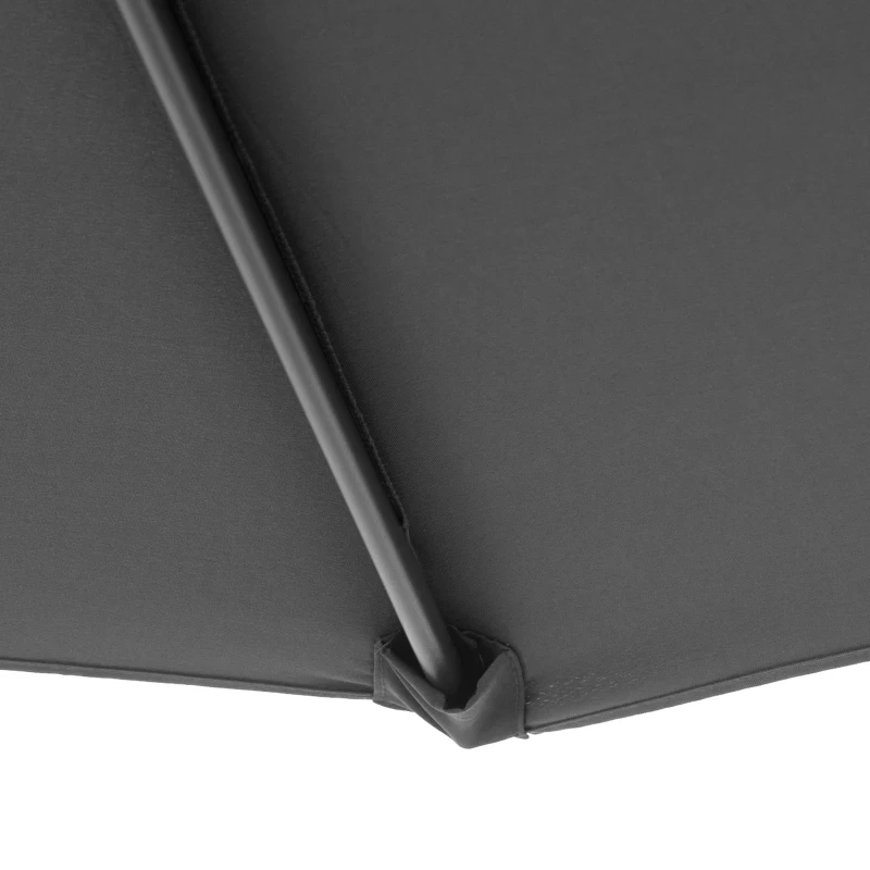 Outsunny Φ10' Deluxe Patio Umbrella Outdoor Market Parasol Banana Hanging Offset Sunshade Crank Cross Base Grey