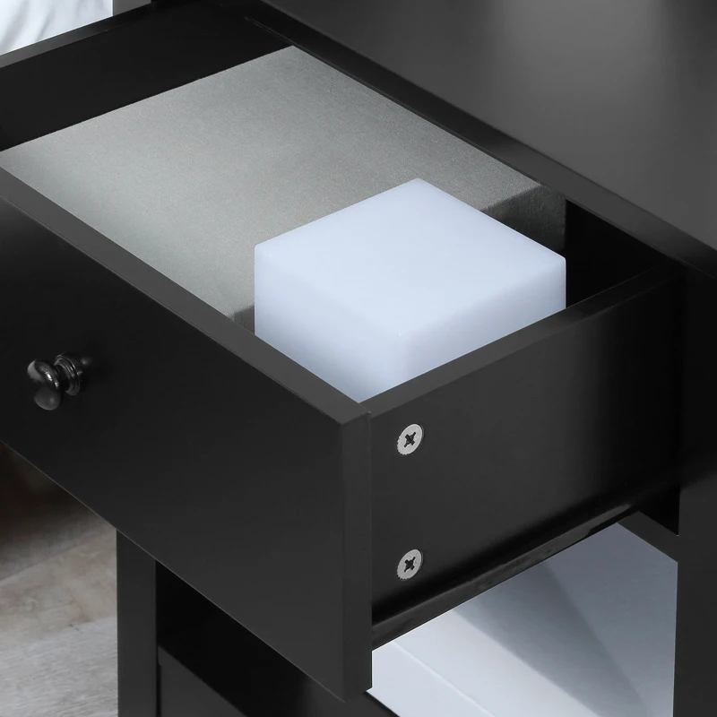 HOMCOM End Table, 2-tier Side Table with Drawer and Storage Shelf, Modern Sofa Side Table for Living Room, Black