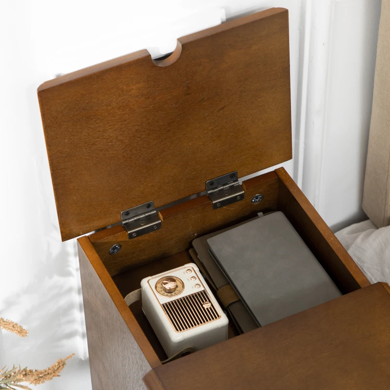 HOMCOM Flip Top End Side Table with Storage Drawer and Cabinet, 11.5" x 24" x 24.25", Espresso