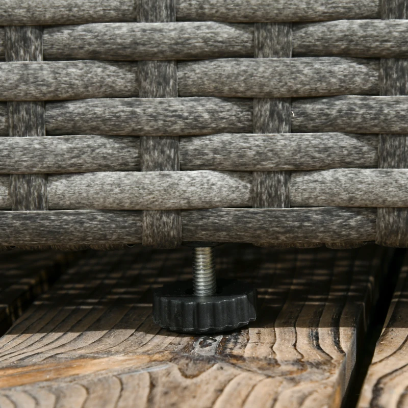 Outsunny 3 Pieces Rattan Wicker Outdoor Conversation Furniture Set w/ Loveseats Coffee Table Cushions for Garden, Patio, Grey