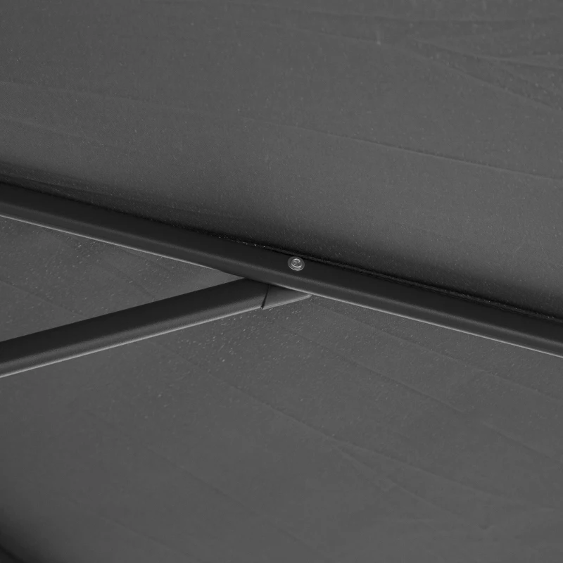 Outsunny Φ10' Deluxe Patio Umbrella Outdoor Market Parasol Banana Hanging Offset Sunshade Crank Cross Base Grey