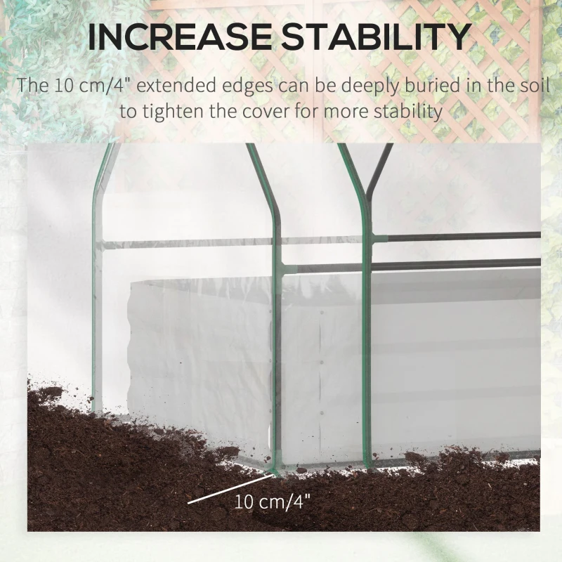 Outsunny Raised Garden Bed with Cover, Outdoor Galvanized Metal Planter Box Kit, 4 x 3 ft Mini Greenhouse with 2 Large Screen Windows, for Growing Flowers, Vegetables and Herbs, Clear