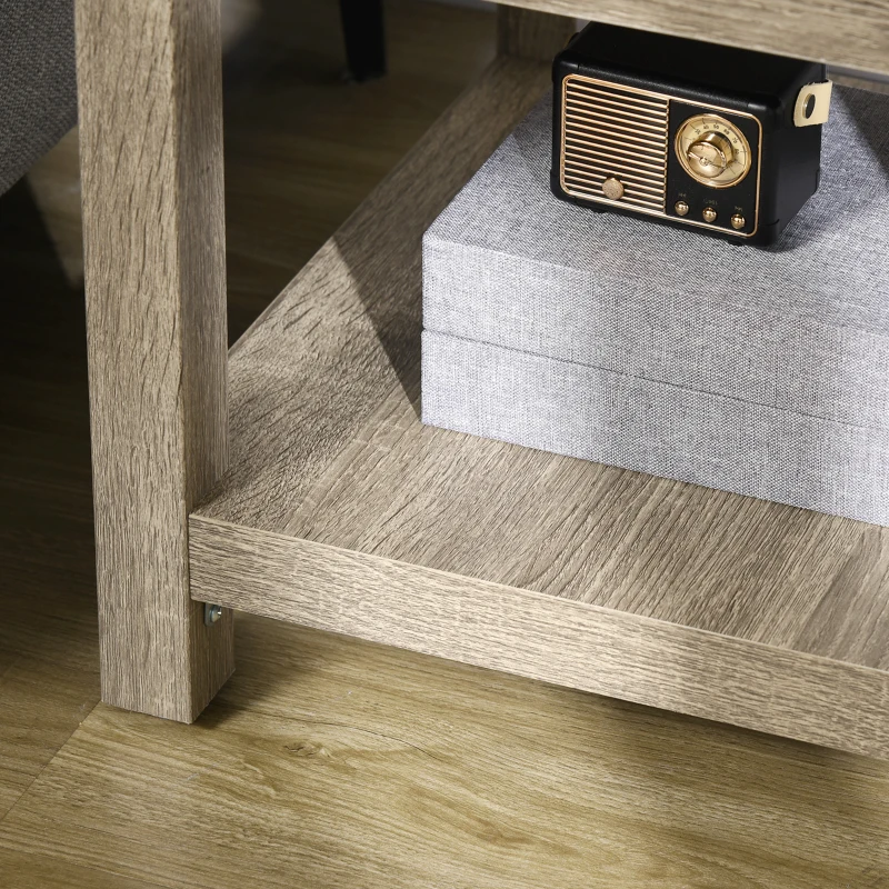 HOMCOM Storage End Table with Charging Station, Small Side Table, End Table USB Ports and Outlets, 17.75"x17.75"x17.75", Gray