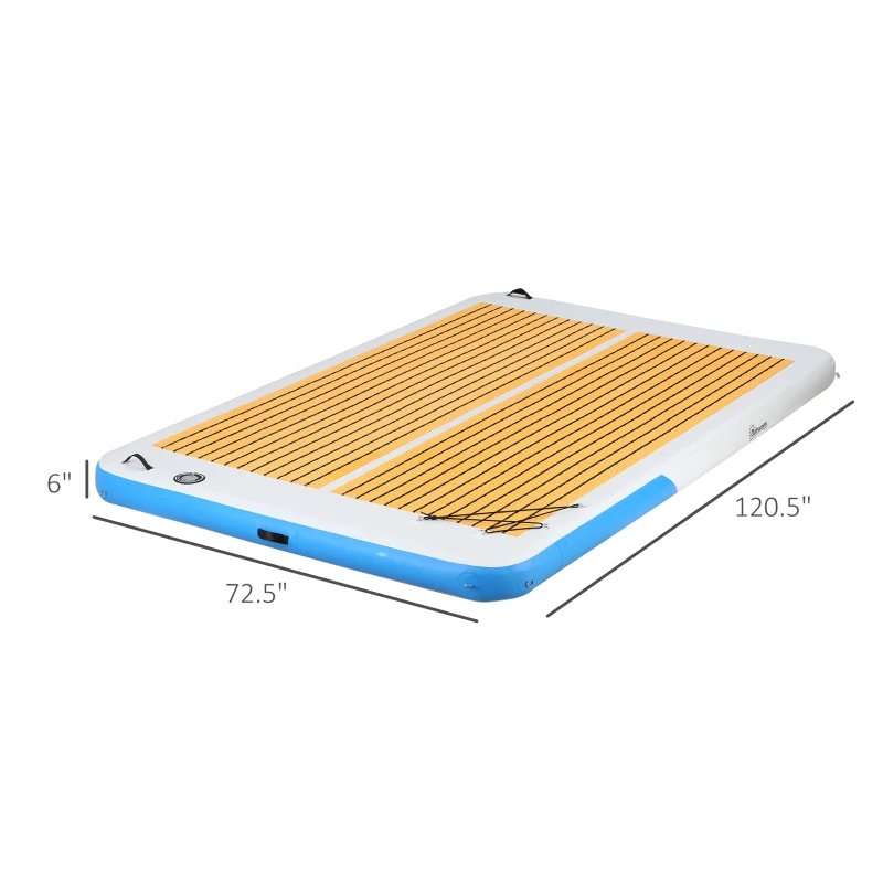 Outsunny 10' x 6' Inflatable Dock with Non-Slip Surface, Pump and Bag Floating Dock for Lake, Beach & Pool Recreation