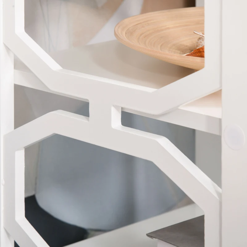 HOMCOM Modern End Table, Accent Side Table with 2 Storage Shelves for Living Room, Bedroom, White