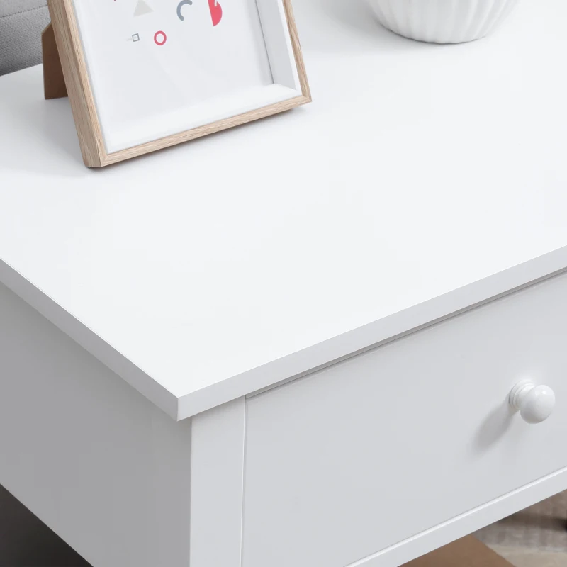 HOMCOM End Table, 2-tier Side Table with Drawer and Storage Shelf, Modern Side Table for Living Room, White
