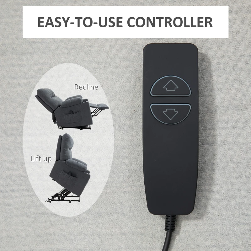 HOMCOM Electric Power Lift Chair Recliners for elderly, Oversized Recliner Chair with Remote Control, Dark Gray