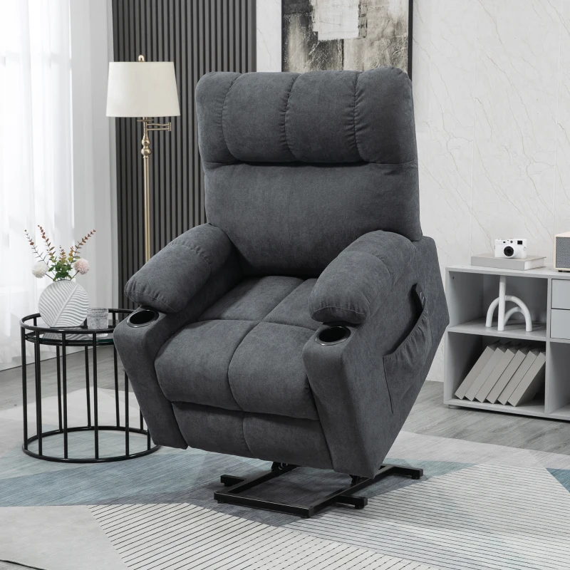 HOMCOM Electric Power Lift Chair Recliners for elderly, Oversized Recliner Chair with Remote Control, Dark Gray