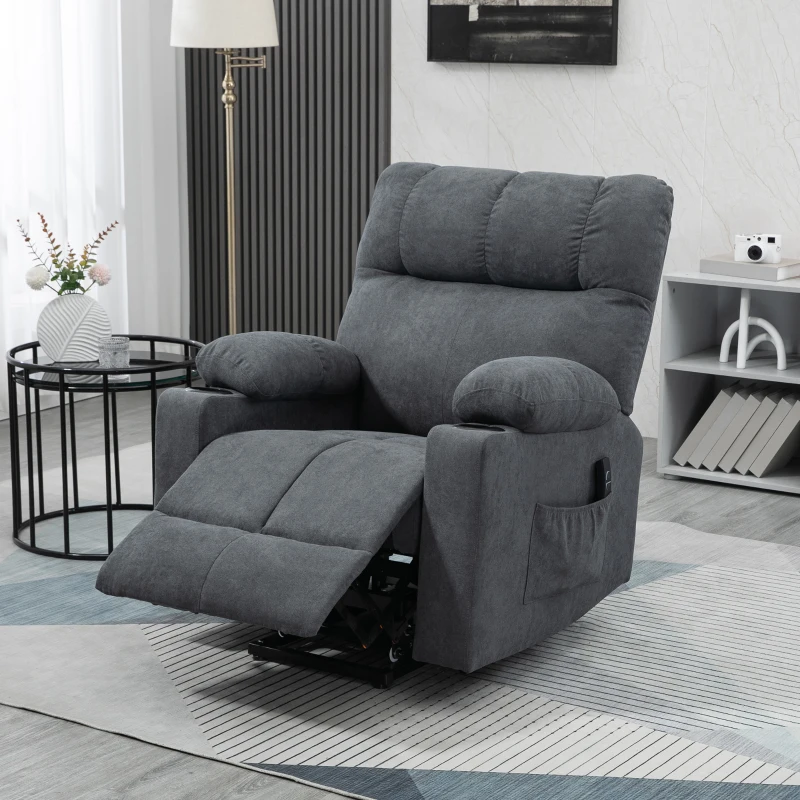 HOMCOM Electric Power Lift Chair Recliners for elderly, Oversized Recliner Chair with Remote Control, Dark Gray