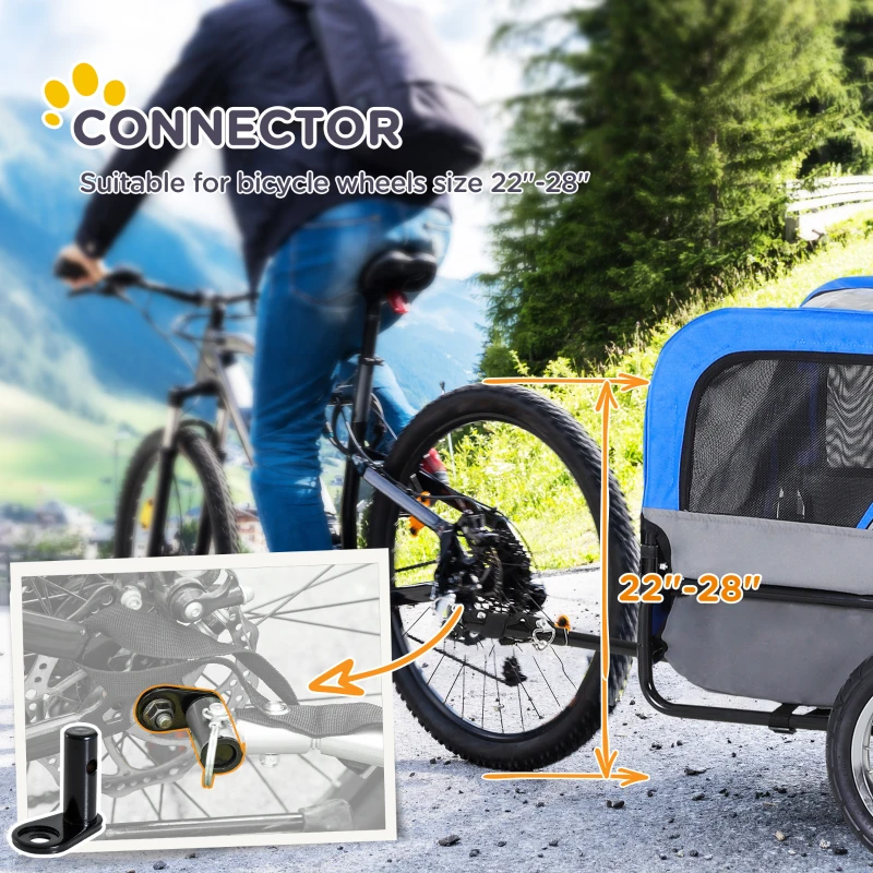 Aosom 2-in-1 Small Dog Bike Trailer and Bike Stroller with Hitch, Bicycle Trailer Sidecar Bike Wagon Cart Carrier Attachment for Travel, Blue(m-7)