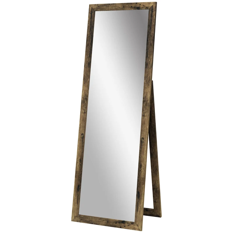 HOMCOM 58" x 20" Floor Standing Mirror, Full Body Mirror for Bedroom, Living Room, Rustic Brown