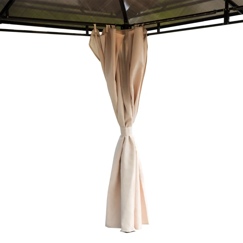 Outsunny 10' x 12' Outdoor Hardtop Gazebo with Polycarbonate Panel Roof, Garden Deluxe Pavilion Canopy BBQ Sunshade Shelter with Removable Curtains