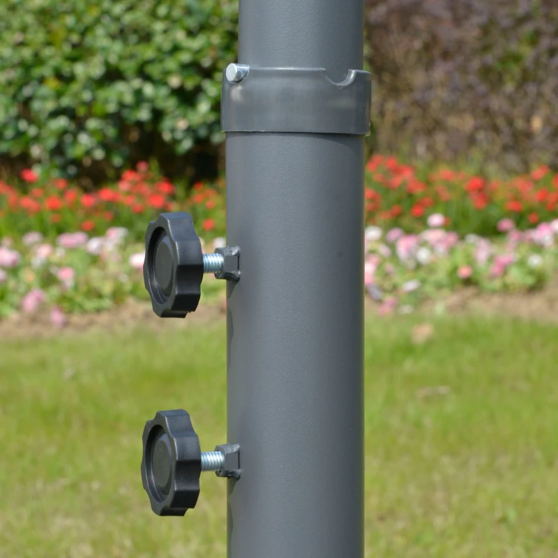 Outsunny 10ft Offset Patio Umbrella with Base, Garden Hanging Parasol with Crank, Banana Cantilever Umbrella Sun Shade, Green