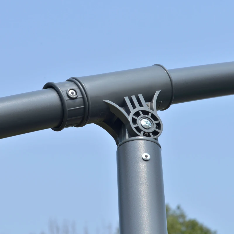 Outsunny 10ft Offset Patio Umbrella with Base, Garden Hanging Parasol with Crank, Banana Cantilever Umbrella Sun Shade, Green