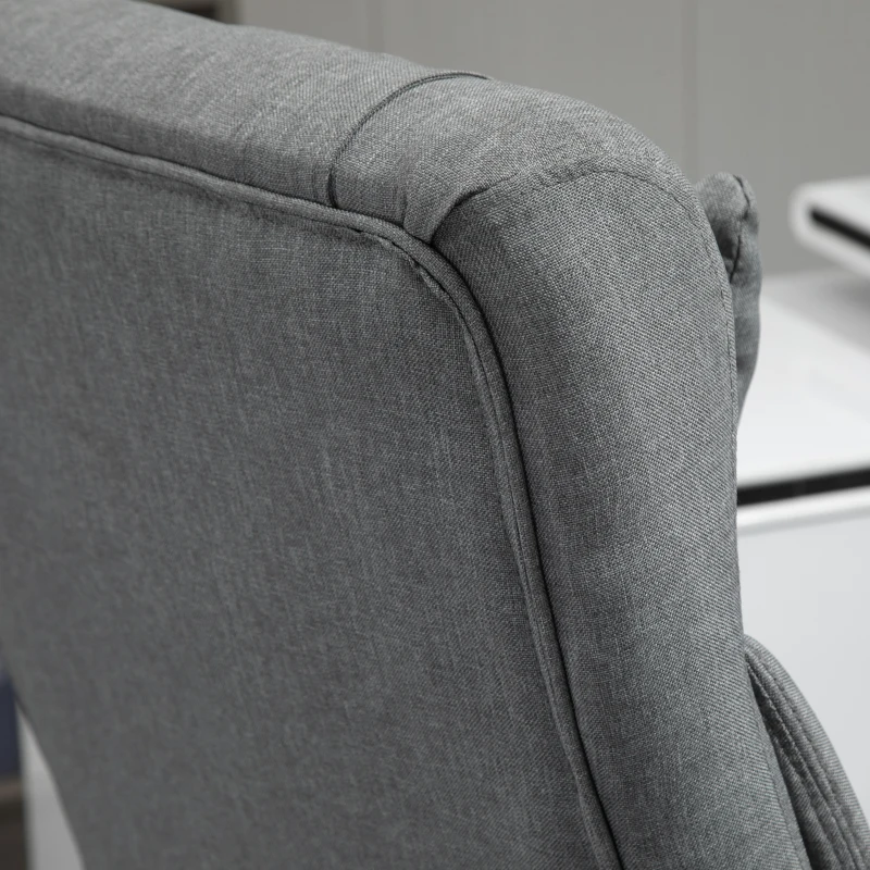 Vinsetto Executive Office Chair High Back Linen-Feel Fabric Swivel Chair with Upholstered Retractable Footrest, Headrest and Armrest, Light Grey