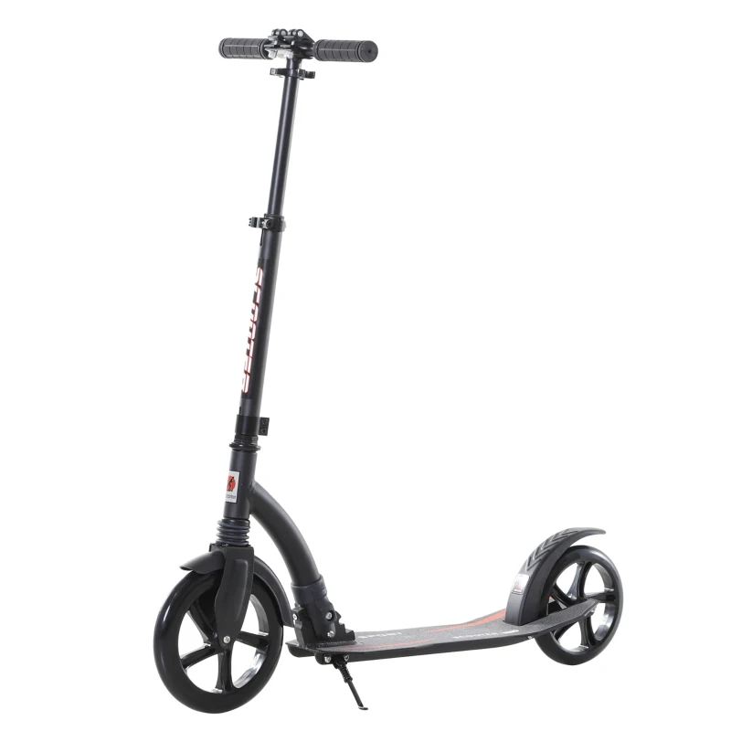 Soozier Teens Adult Kick Scooter Foldable Adjustable Aluminum Ride On Toy For 14+ w/ Shock mitigation system Black