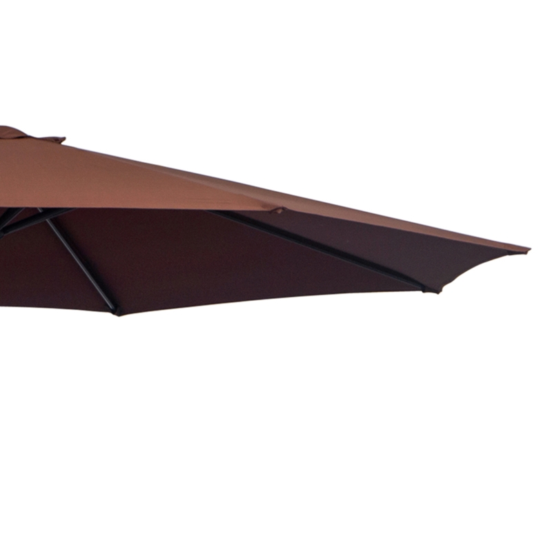 Outsunny 10' Deluxe Patio Umbrella, Outdoor Market Parasol, Banana Hanging Offset Sunshade with Crank, Cross Base, Coffee